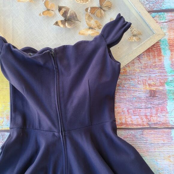Modcloth Navy Forever Fave Scalloped Off the Shoulder A-line Midi Dress Small - Picture 11 of 12